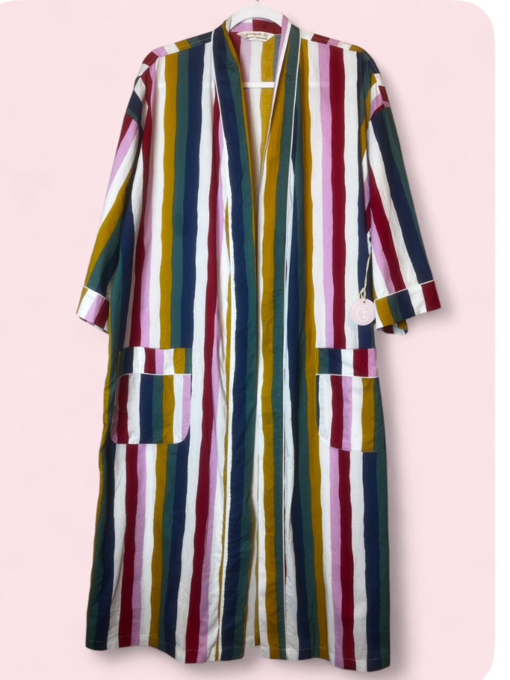 NWT Printfresh Candy Stripe Rainbow Organic Cotton Robe OS